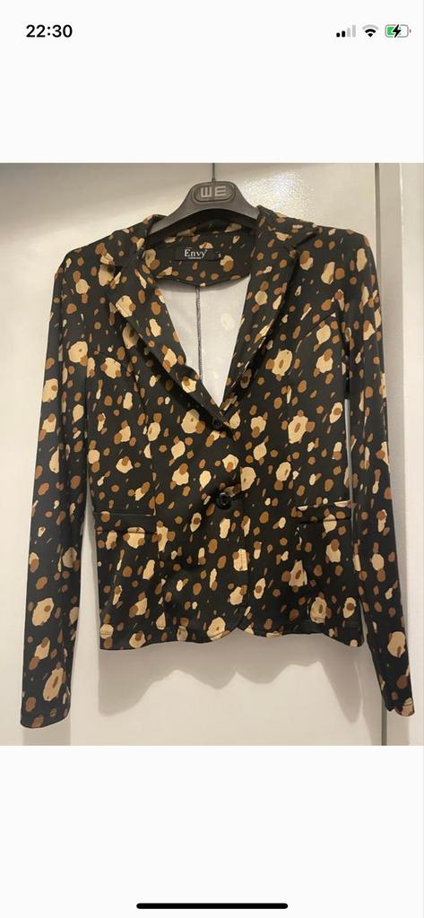 Envy Collection colbert met Luipaardprint - Maat S, Ophalen, Zwart, Nieuw, Jasje