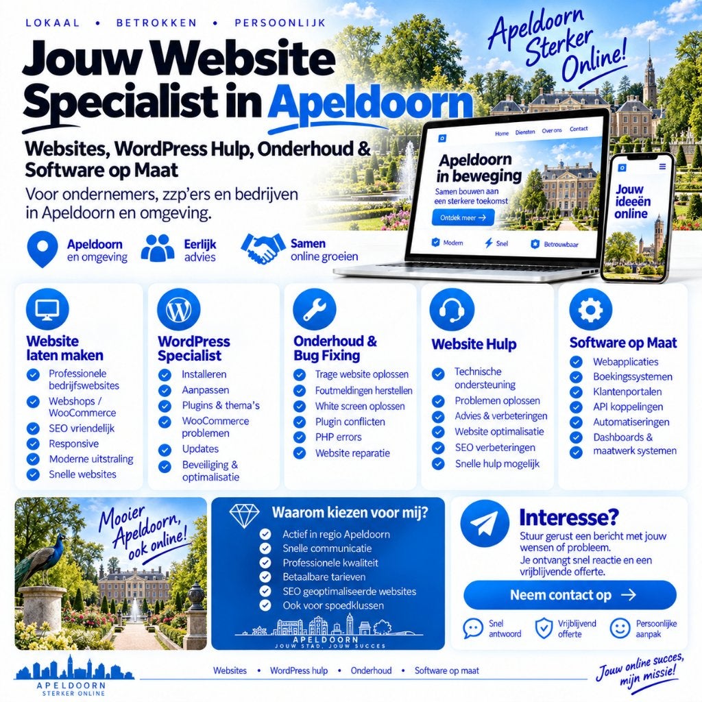Website Laten Maken & WordPress Hulp Apeldoorn, Vanaf 3 jaar, Geschikt als bijbaan, Freelance of Uitzendbasis, 33 - 40 uur