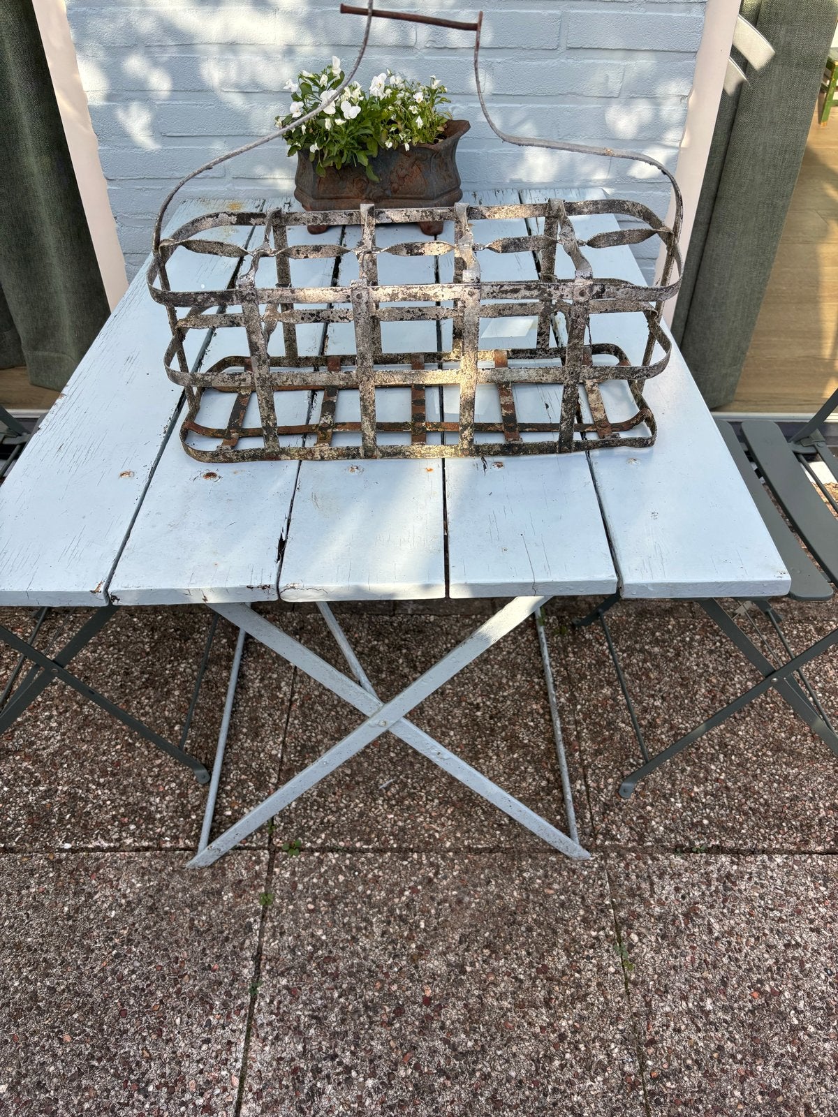 Vintage Frans flessenrek voor 10 flessen, Ophalen of Verzenden