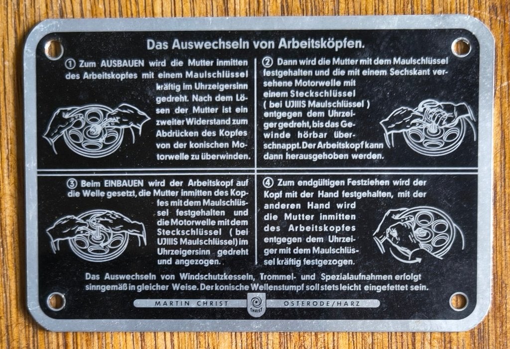 Instructieplaat van Martin Christ vervangen werkkopstukken, Antiek en Kunst, Curiosa en Brocante, Ophalen of Verzenden