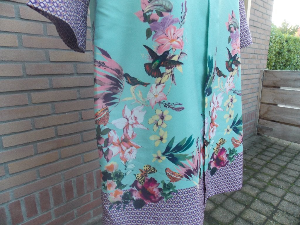 Jurk met vogels en ruitjes , recht model maat mt 44 nieuw, Blauw, Maat 42/44 (L), Nieuw, Ophalen of Verzenden