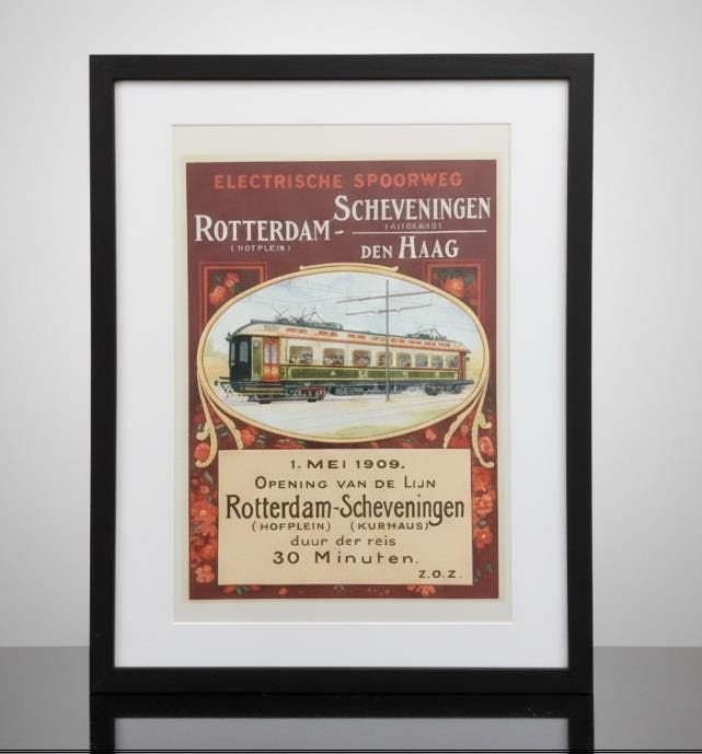 Rotterdam Scheveningen Electrische Spoorweg Poster Lijst, Verzenden, Nieuw, Trein, Overige typen