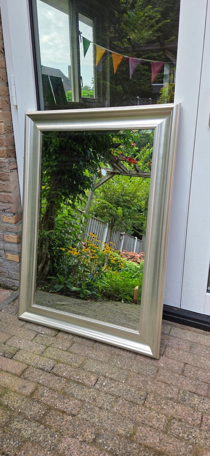 Zilverkleurige spiegel 80x110 cm, Huis en Inrichting, Ophalen, Gebruikt, 100 tot 150 cm, 75 tot 100 cm
