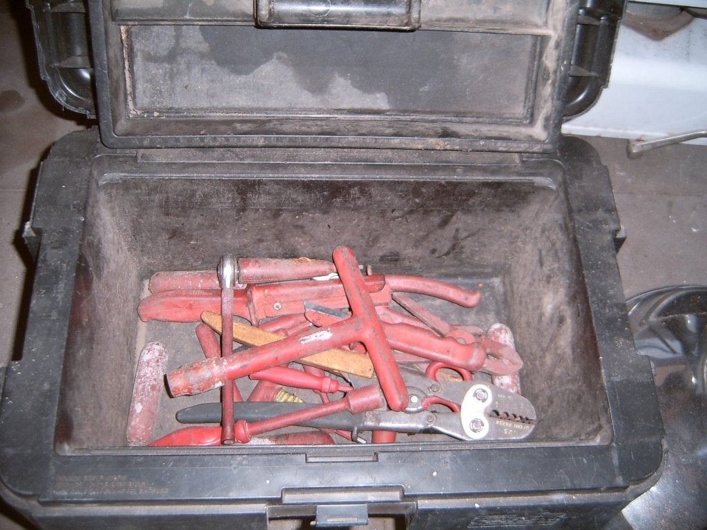 gereedschap met koffer en tas, Ophalen, Gebruikt