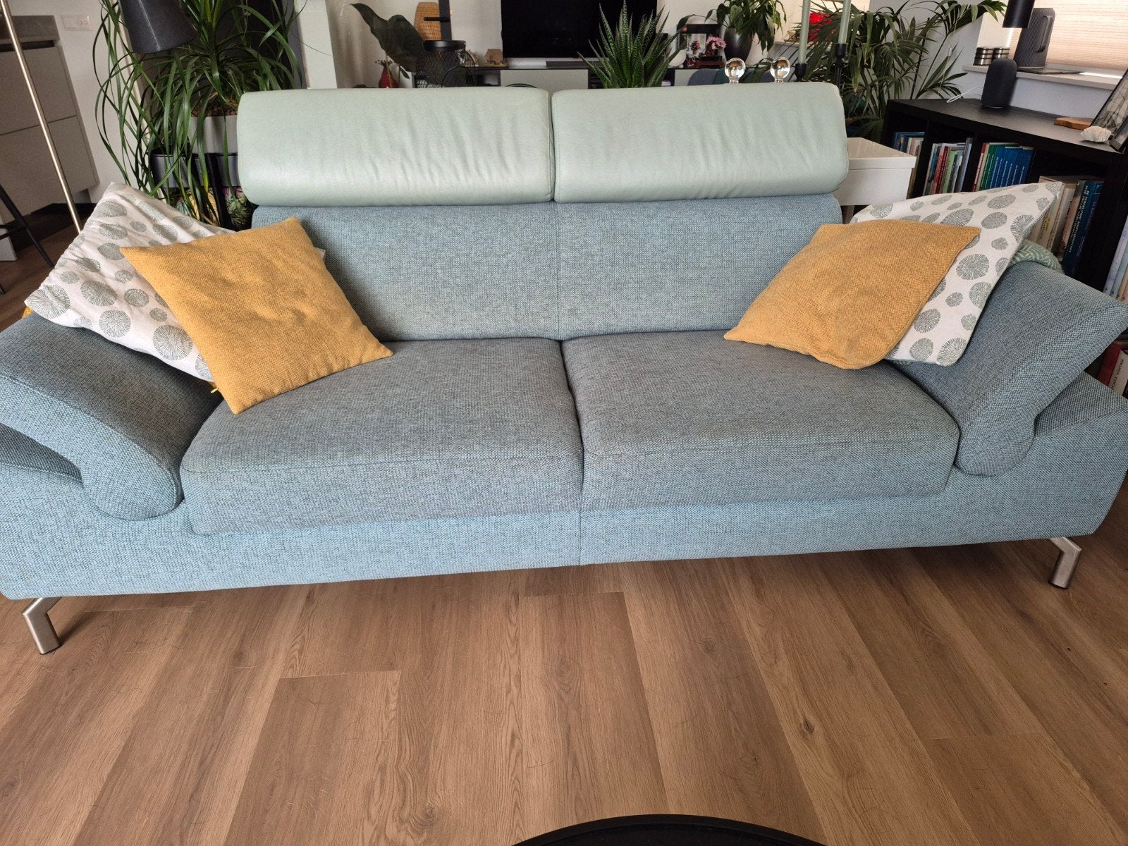 Montel bank met poefs., Ophalen, Modern, Comfortabel, Gebruikt, Leer