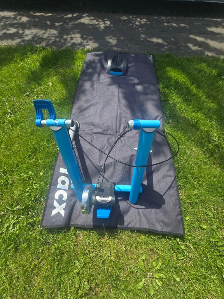 Tacx Blue Matic fietstrainer met mat en voorwielsteun, Ophalen of Verzenden