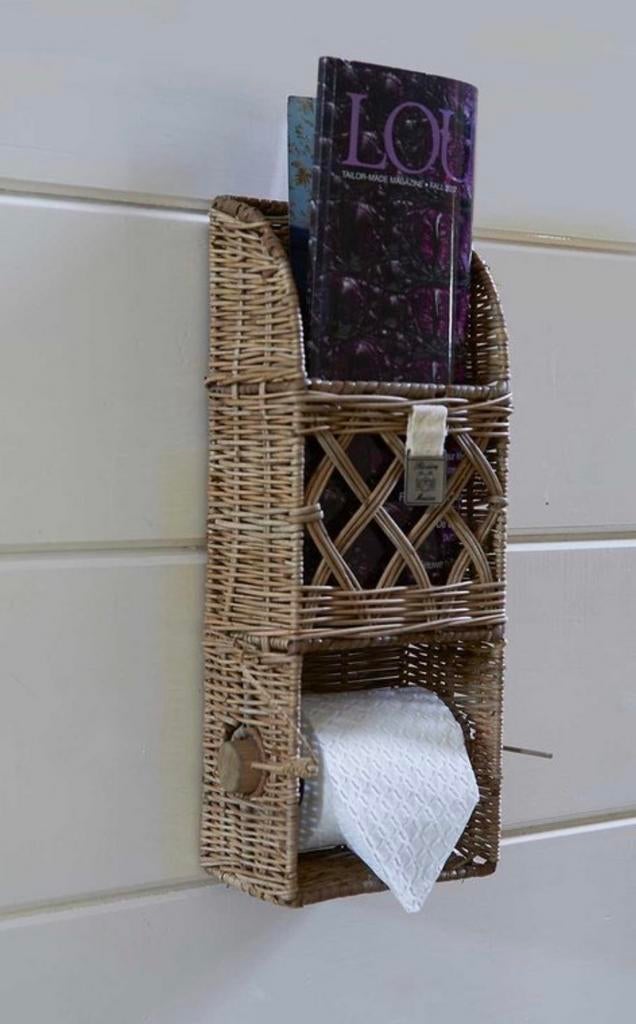 Riviera Maison Rattan WC Rolhouder Toilet Organizer, Huis en Inrichting, Verzenden, Zo goed als nieuw, Bruin, Overige typen