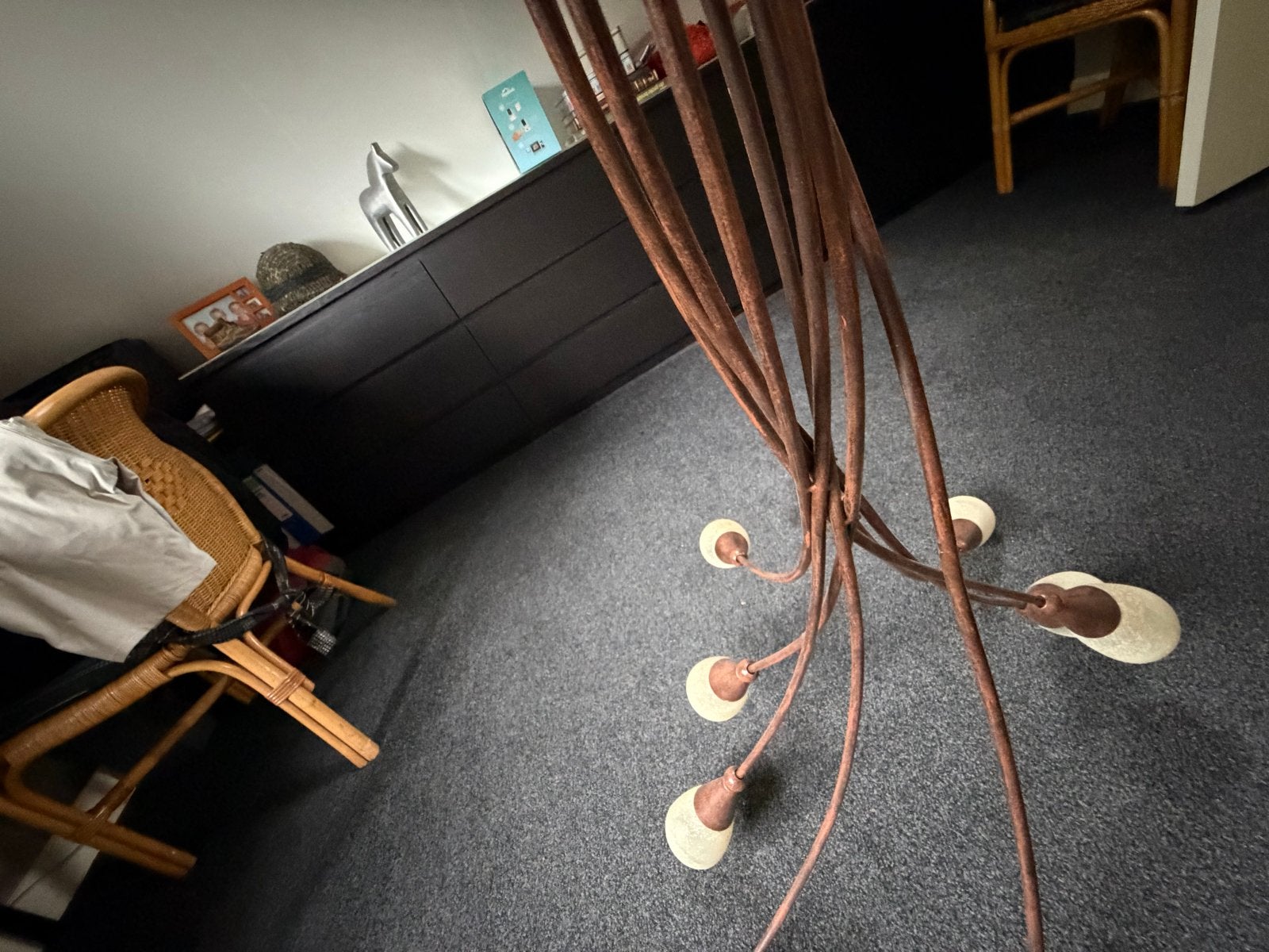 Hanglamp met 7 armen - 1 poot is los - 1.20m hoog, Ophalen, Gebruikt, Metaal