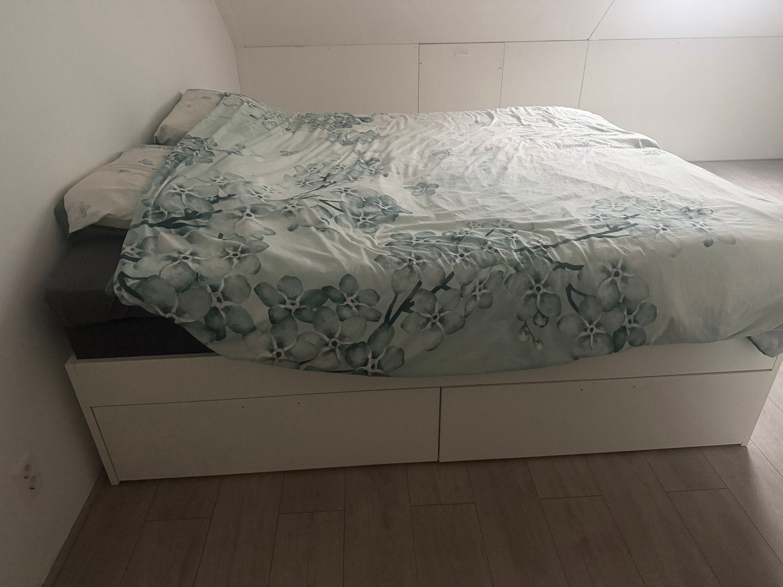 IKEA BRIMNES bed 180x200 met opberglades, Ophalen, Gebruikt, Wit, Tweepersoons