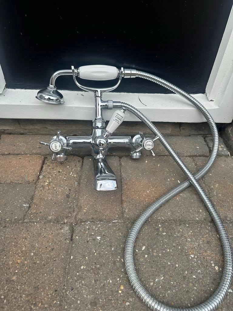Heritage Kraan met Douchekop - Chroom, Doe-het-zelf en Verbouw, Sanitair, Ophalen of Verzenden, Zo goed als nieuw, Chroom, Kraan