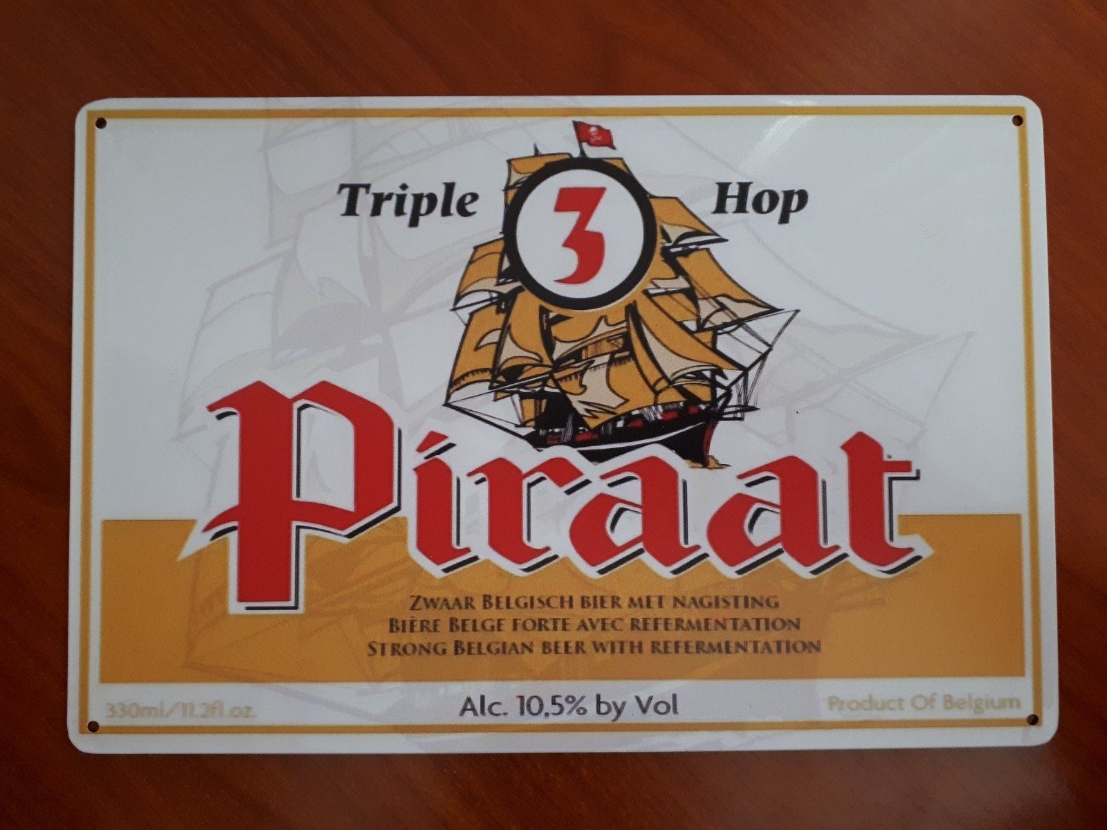 Piraat Bier 20x30 cm Metalen Reclamebord, Verzamelen, Biermerken, Verzenden, Nieuw, Reclamebord, Plaat of Schild, Overige merken