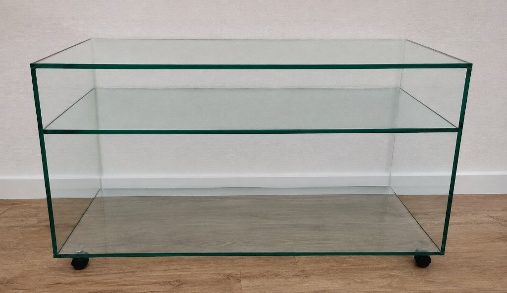 tv meubel,  geheel van glas,  slechts 40 cm diep, Ophalen, 50 tot 100 cm, Minder dan 100 cm, 25 tot 50 cm