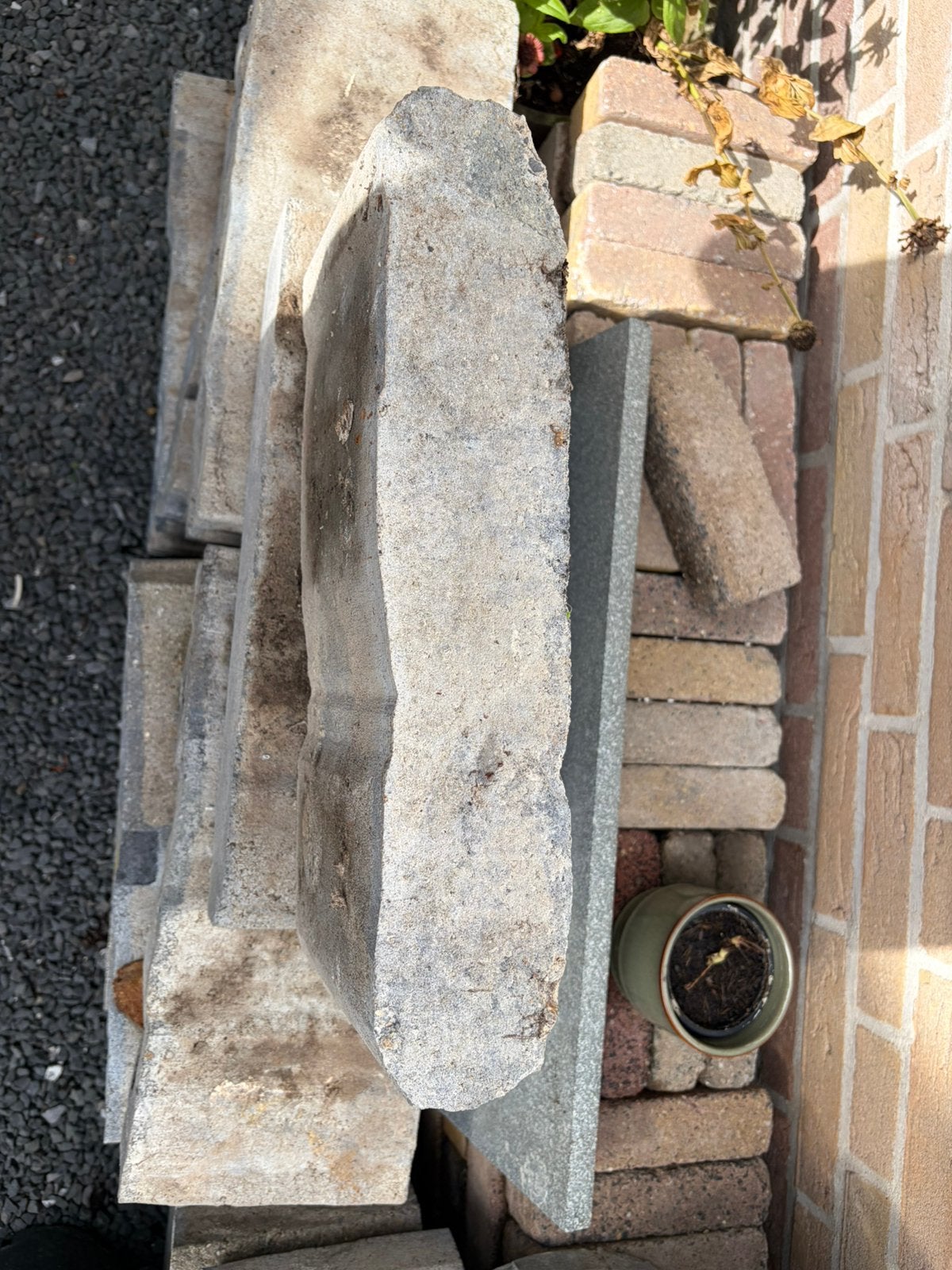 Gratis border (stapel) stenen, Tuin en Terras, Ophalen, Gebruikt, Blok, Minder dan 25 cm