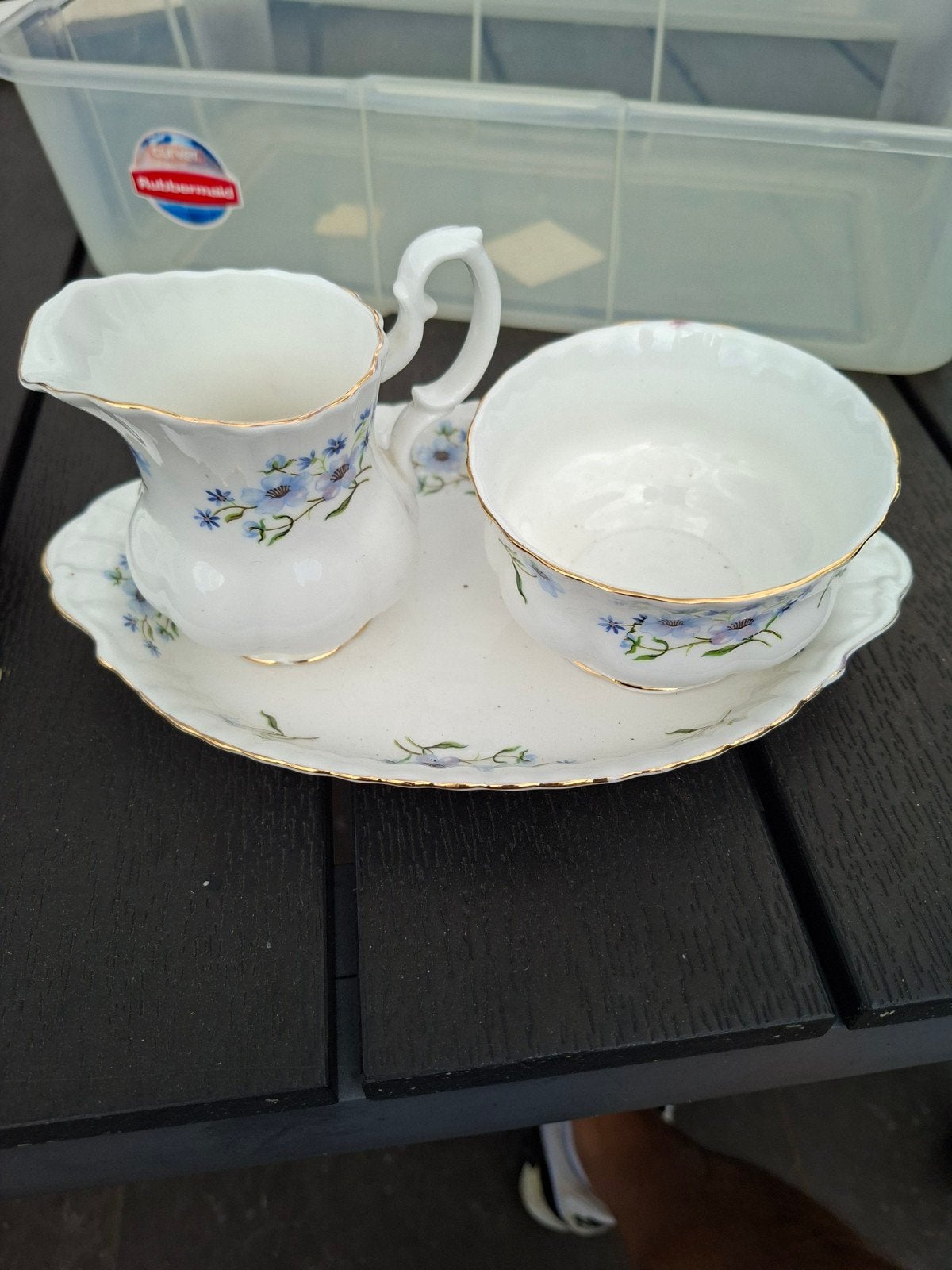 Richmond Vintage porseleinen melkkan, suikerpot en schaal, Ophalen
