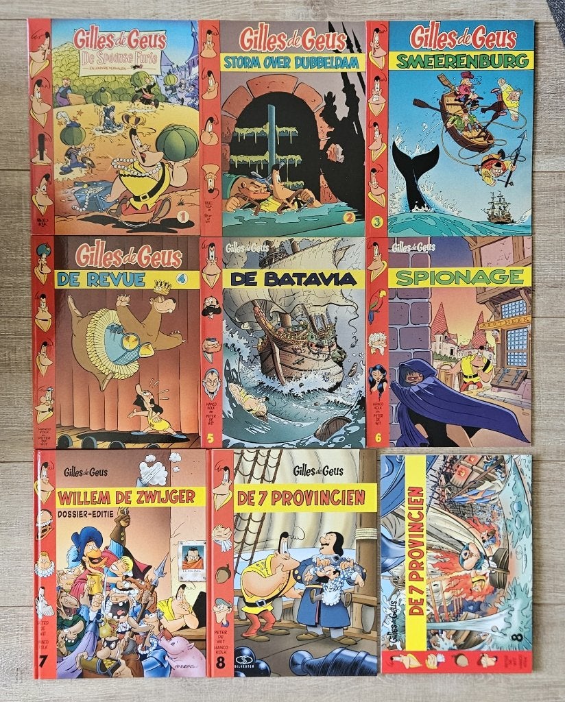 Gilles de Geus 1-8 - 1ste druk 7x sc/2xhc - Kolk en de Wit, Boeken, Ophalen of Verzenden, Zo goed als nieuw, Hanco Kolk en Peter de Wit