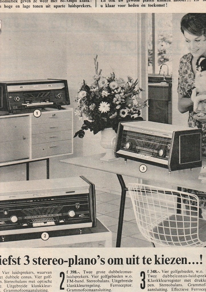 Retro reclame 1960 Philips radio voor 1961 stereo plano's, Verzenden, Overige typen