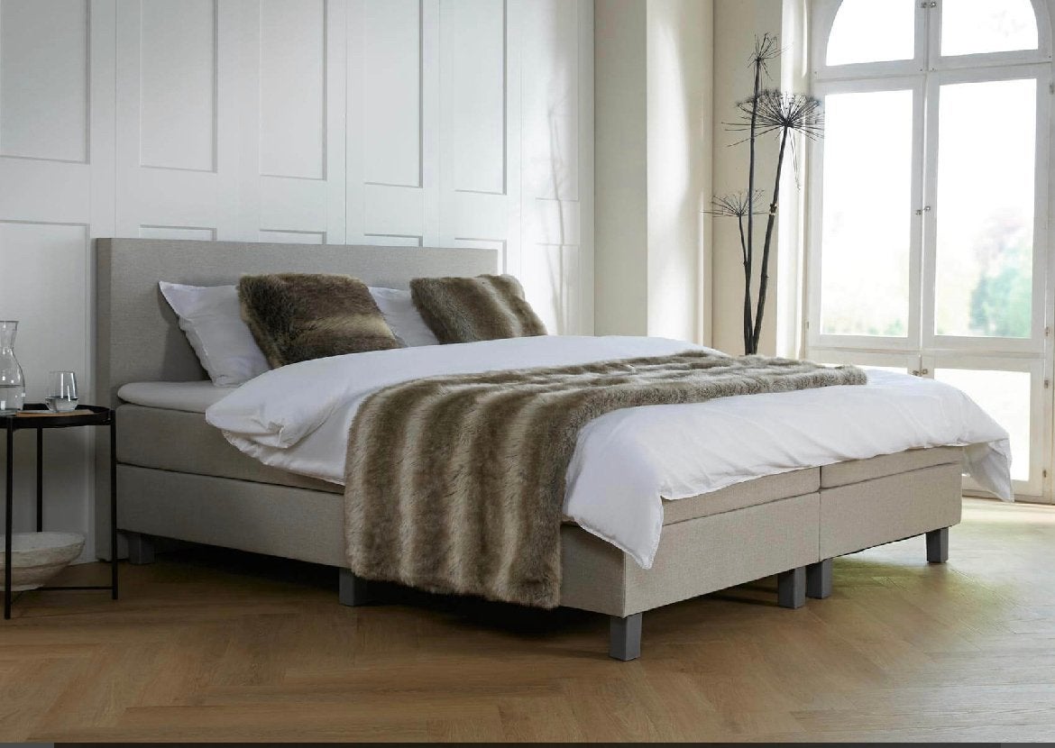 NIEUW!! Luxe Boxspring 160 of 180x200 incl topper!!, Ophalen, Zwart, Tweepersoons, Zo goed als nieuw