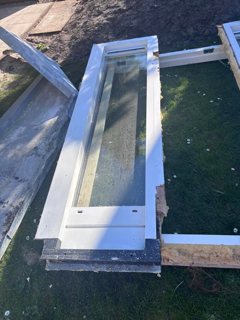 2x Hardhouten zijramen met HR++ glas uit erker, Ophalen, Gevelraam of Ruit, Gebruikt, Minder dan 80 cm