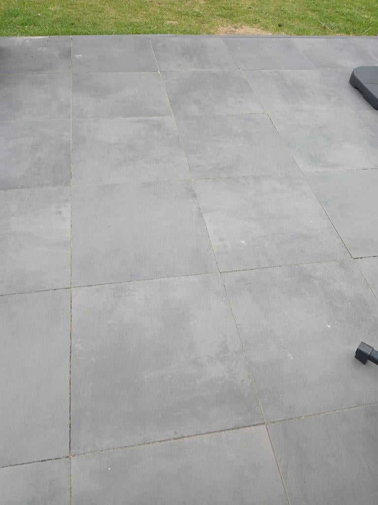 Grijze keramische terrastegels, 36m² of meer, gebruikt, Tuin en Terras, Tegels en Klinkers, Gebruikt, Ophalen of Verzenden, 10 m² of meer