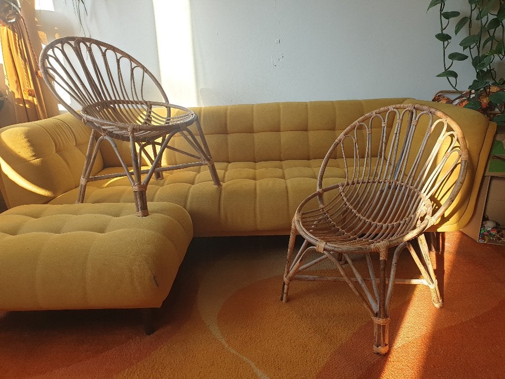 Set: twee rotan bamboe stoelen! - ☆ NU EXTRA KORTING ☆, Huis en Inrichting, Ophalen, Twee, Bruin, Riet of Rotan