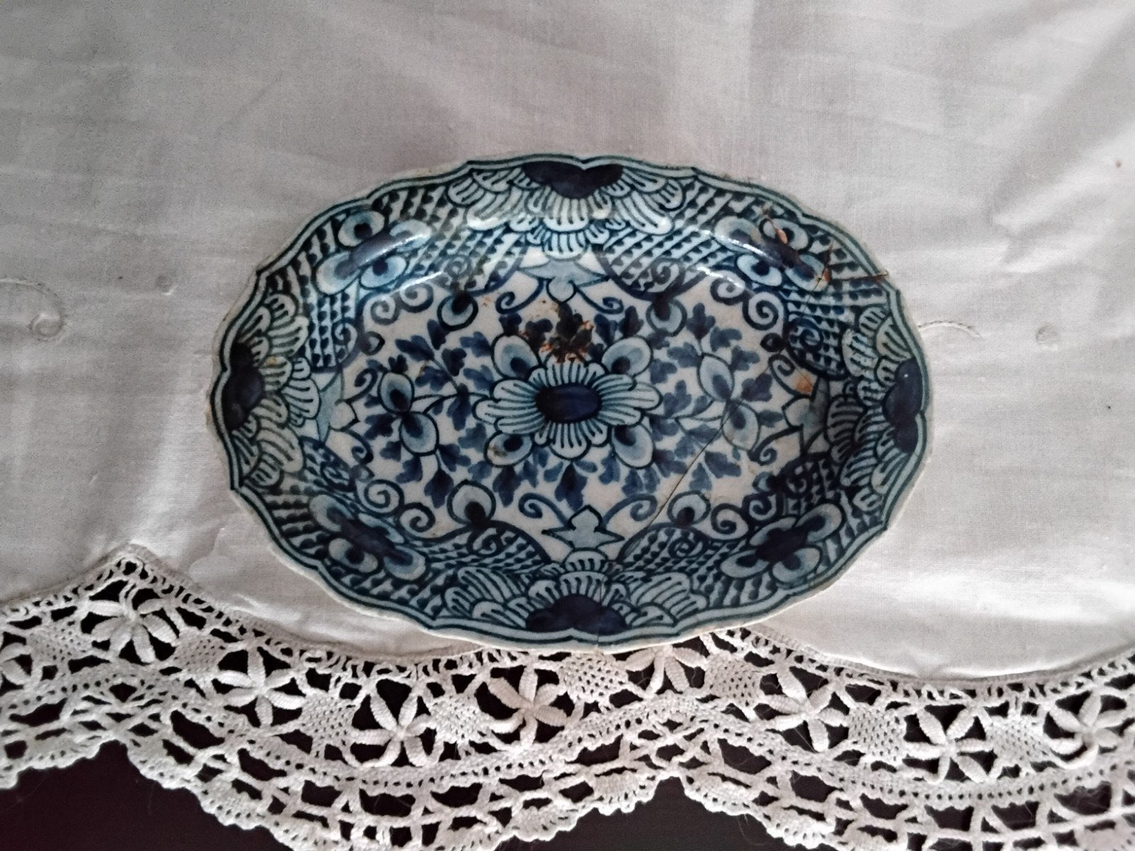 Antiek Makkum Fries porseleinen schaaltje, blauw-wit, Verzenden