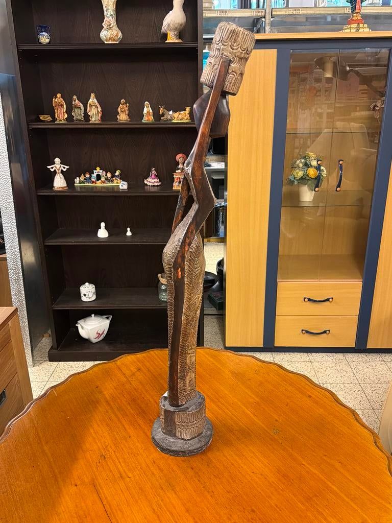 Unieke handgesneden houten sculptuur - Afrikaanse stijl, Ophalen, Overige onderwerpen, 50 - 100 cm, Handgemaakt