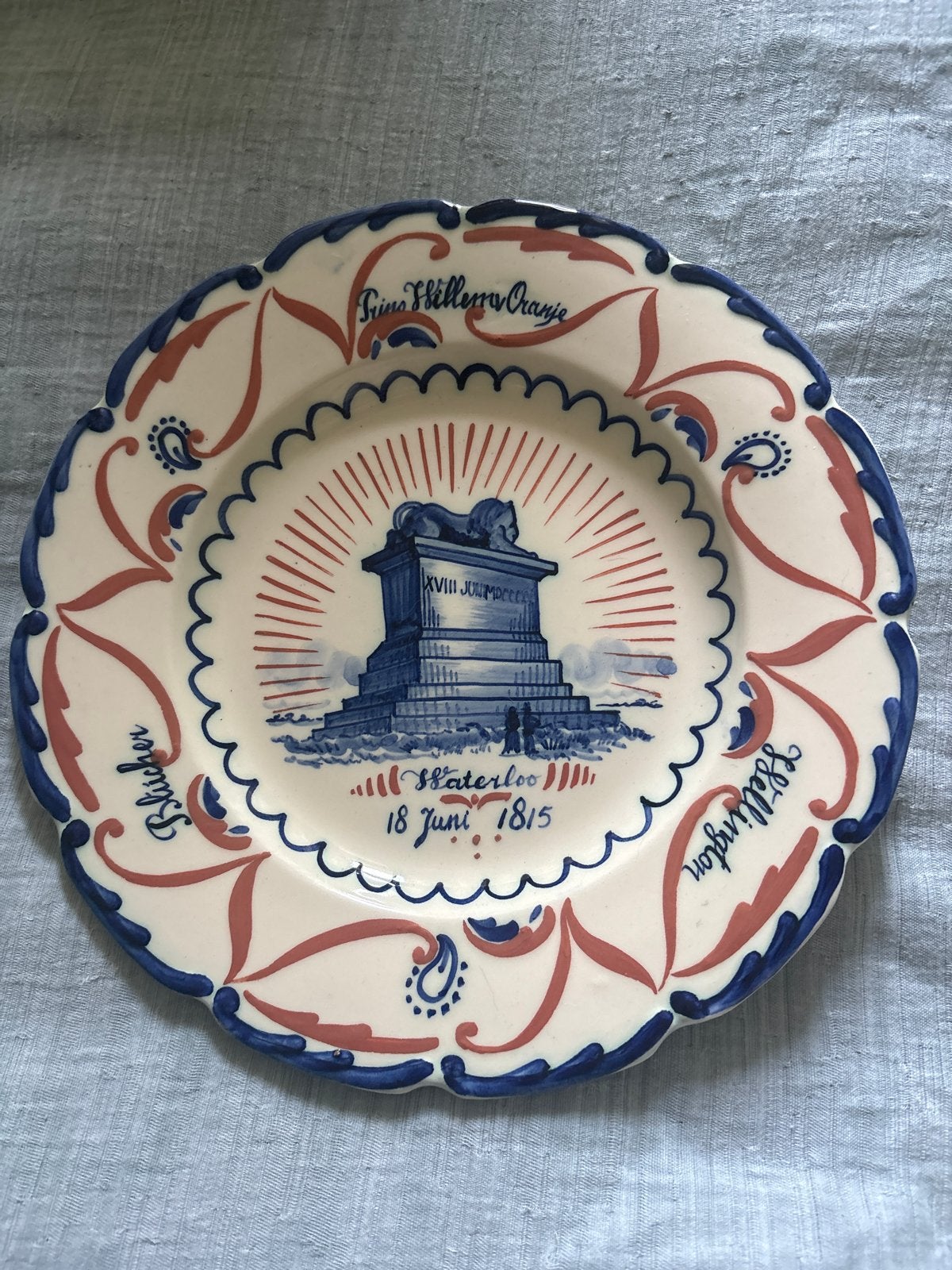 Delfts Blauw Waterloo Herdenkingsbord 1815, Ophalen of Verzenden
