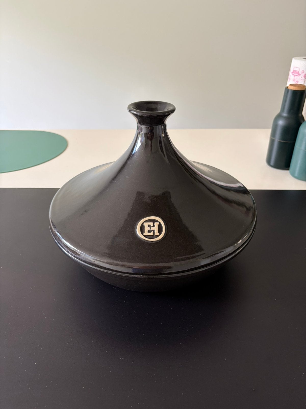 Emile Henry Tajine - Ø32 cm - Fusain, Ophalen, Tajine, Zo goed als nieuw, Steen/keramiek