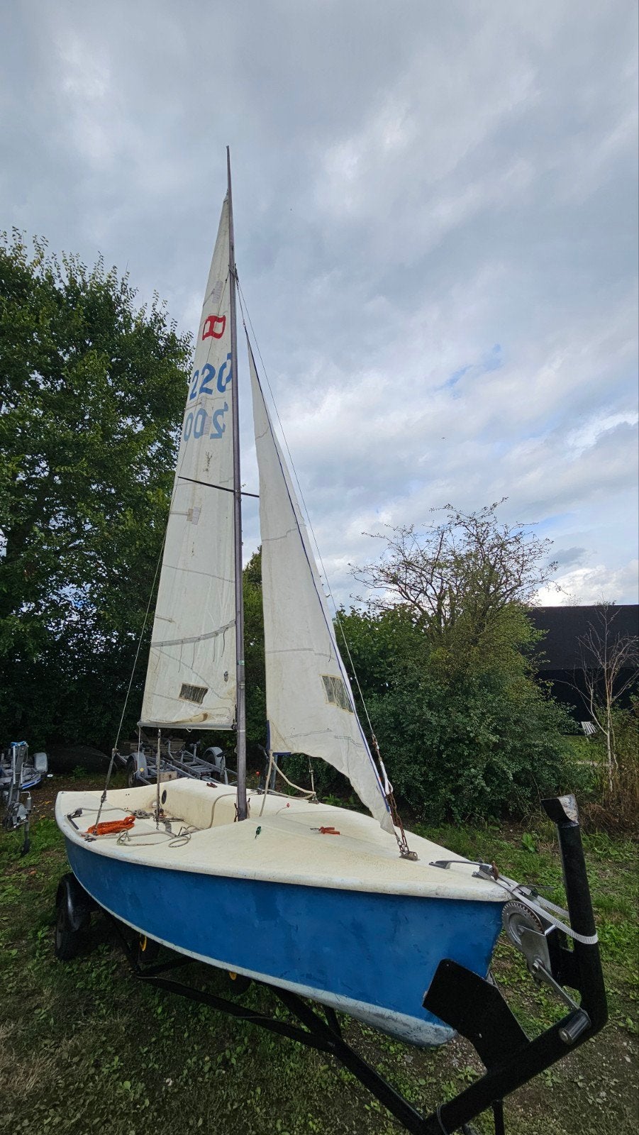 Grootzeil en Fok voor zeilboot (nr. 2200), Gebruikt, Ophalen of Verzenden, 3 tot 6 meter, Minder dan 15 m²