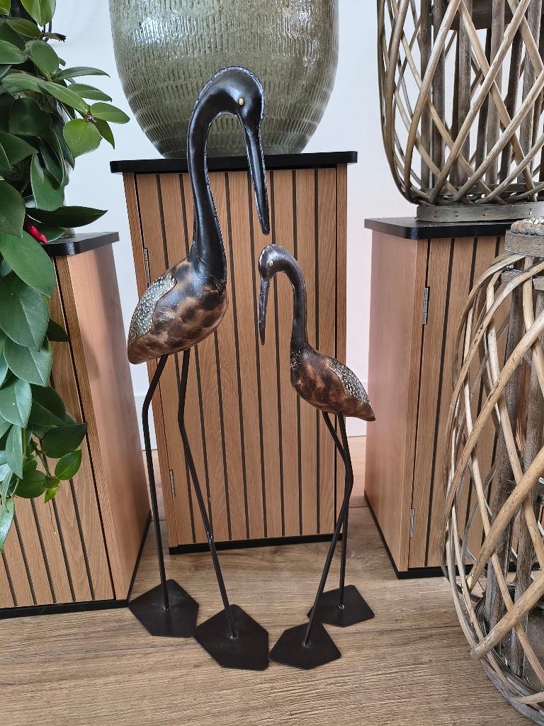 Mooie metalen reigers beelden, Ophalen, 50 - 100 cm, Beeld, Metaal