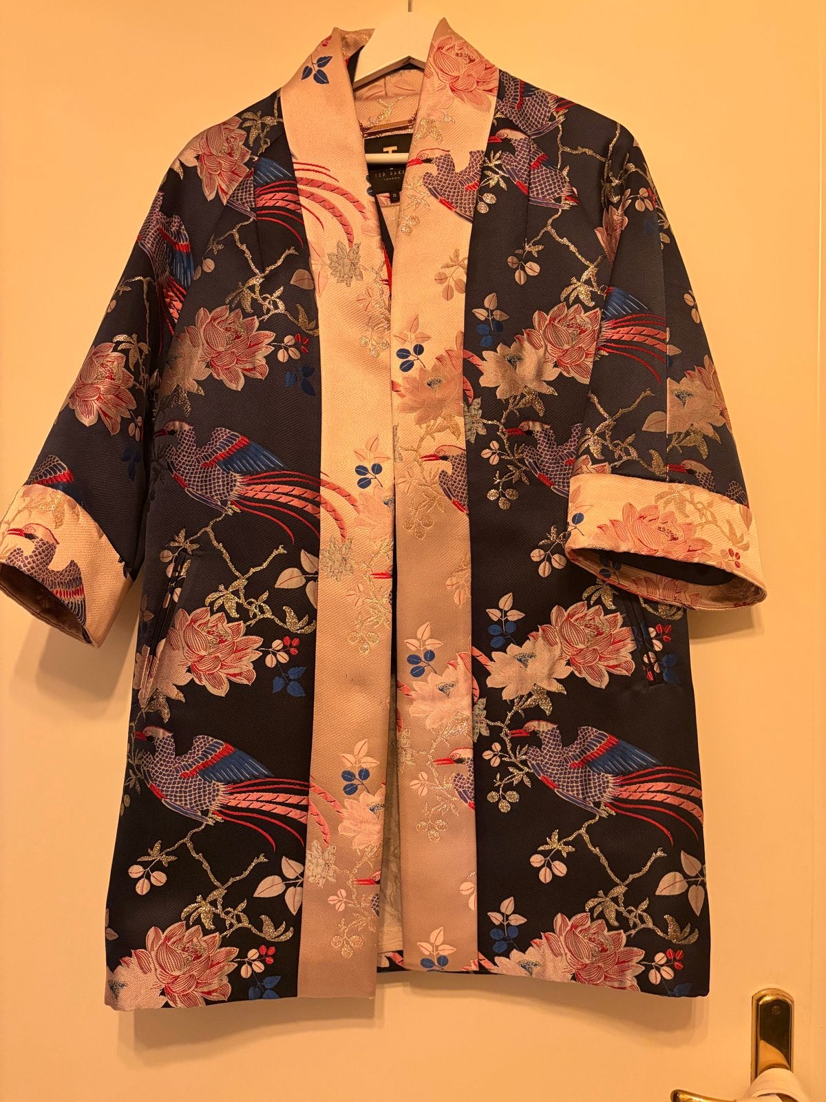 Ted Baker Kimono Jas met Vogelprint - Zo goed als nieuw, Ophalen of Verzenden, Nieuw, Maat 36 (S), Blauw