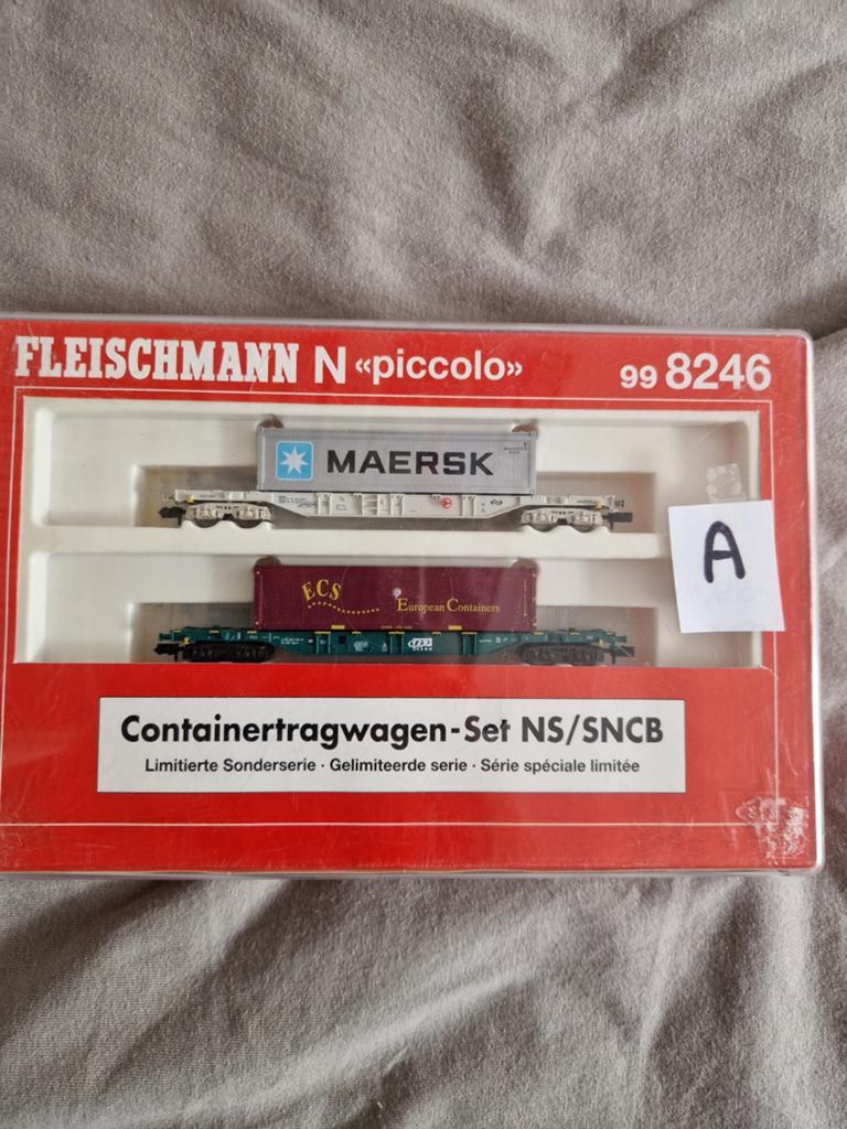 Container wagons NS / NMBS n spoor, Hobby en Vrije tijd, Modeltreinen | N-Spoor, Gelijkstroom, Verzenden, Fleischmann, Wagon