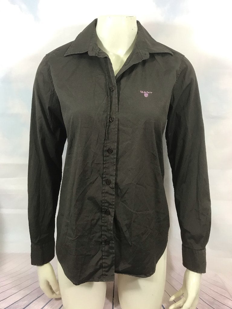 Gant bruine getailleerde blouse maat 38 (3C6), Tweedehands verkoop, Bruin, Ophalen of Verzenden, Tweedehands verkoop