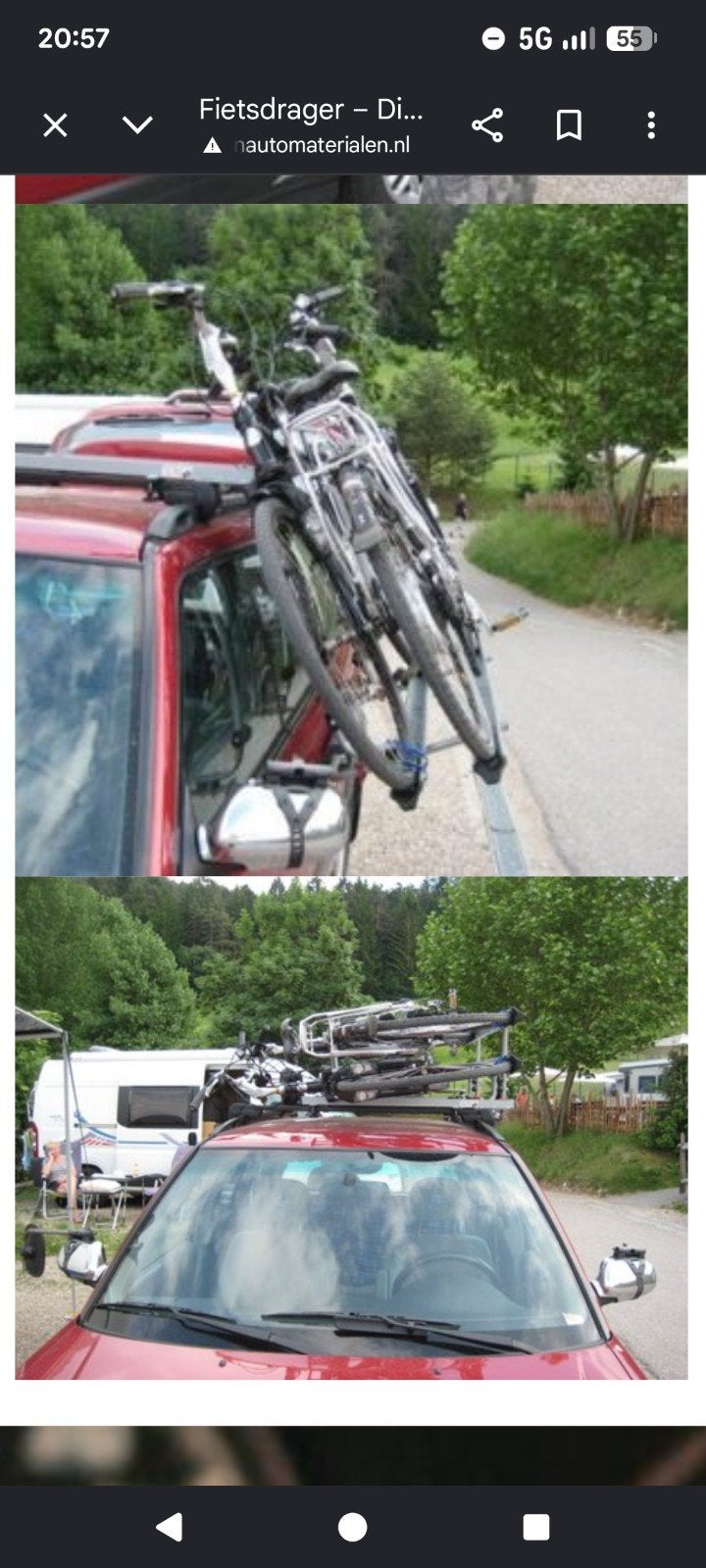 Fietsendrager om fietsen plat op het dak te vervoeren, Ophalen, 2 fietsen, Gebruikt, Dakdrager
