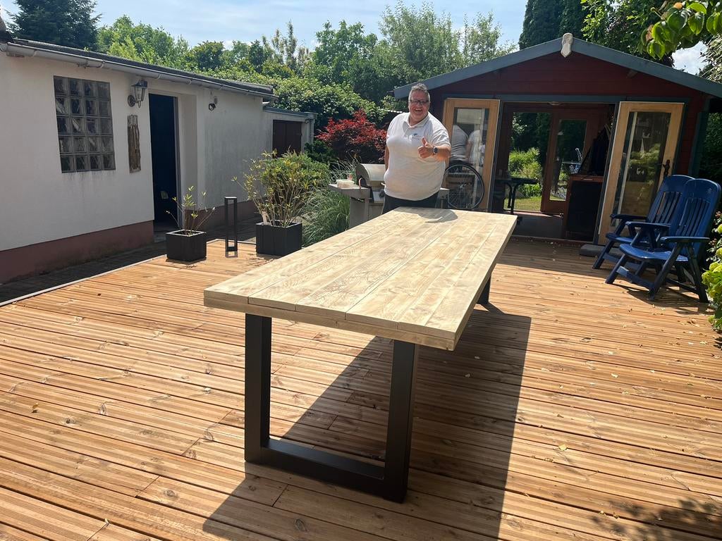 Steigerhouten tuintafel eettafel tuinset bankje maatwerk, Tuin en Terras, Tuintafels, Ophalen of Verzenden, Zo goed als nieuw