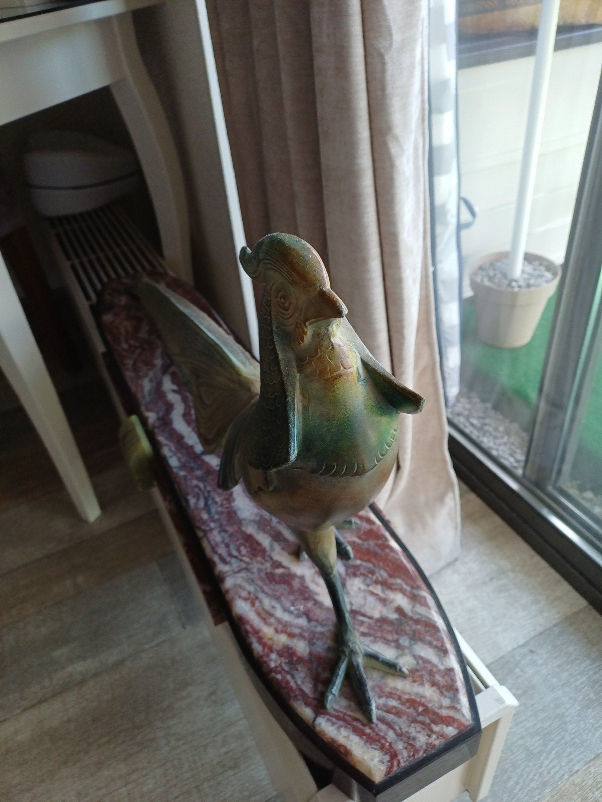 antiek beeld van een fazant 90x40 hoog weens, Ophalen of Verzenden