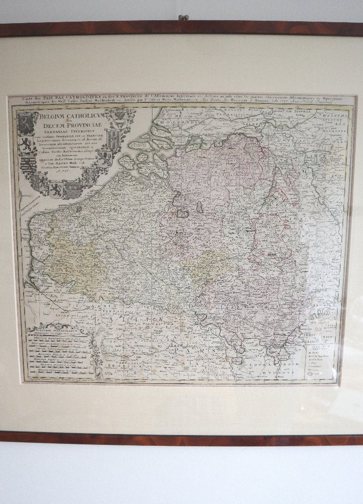 Antieke landkaart België Johan Baptist Homann, Ophalen, 1600 - 1699