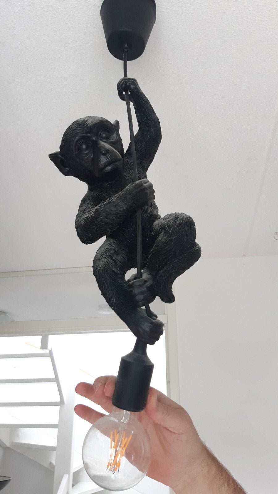 Zwarte hanglamp met aap, Huis en Inrichting, Ophalen of Verzenden, Zo goed als nieuw