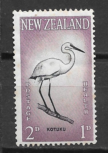 New Zealand 1961 Gezondheid vogel grote zilverreiger, Ophalen of Verzenden, Gestempeld