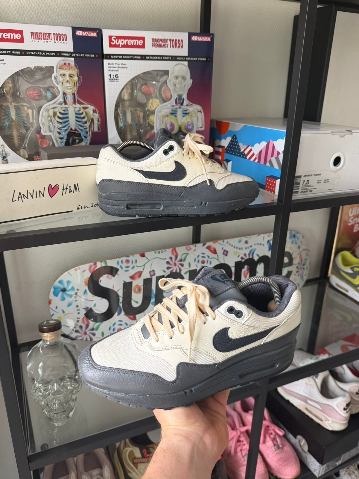 Nike Air Max 1 Premium Sail Dark Obdidian, Ophalen of Verzenden, Zo goed als nieuw, Overige kleuren