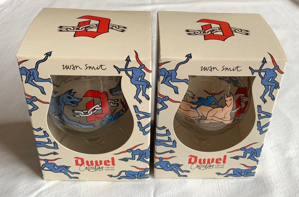 2x Duvel Limited Edition 2024 - hond en kat -Iwan Smit, Ophalen of Verzenden, Nieuw, Glas of Glazen, Duvel