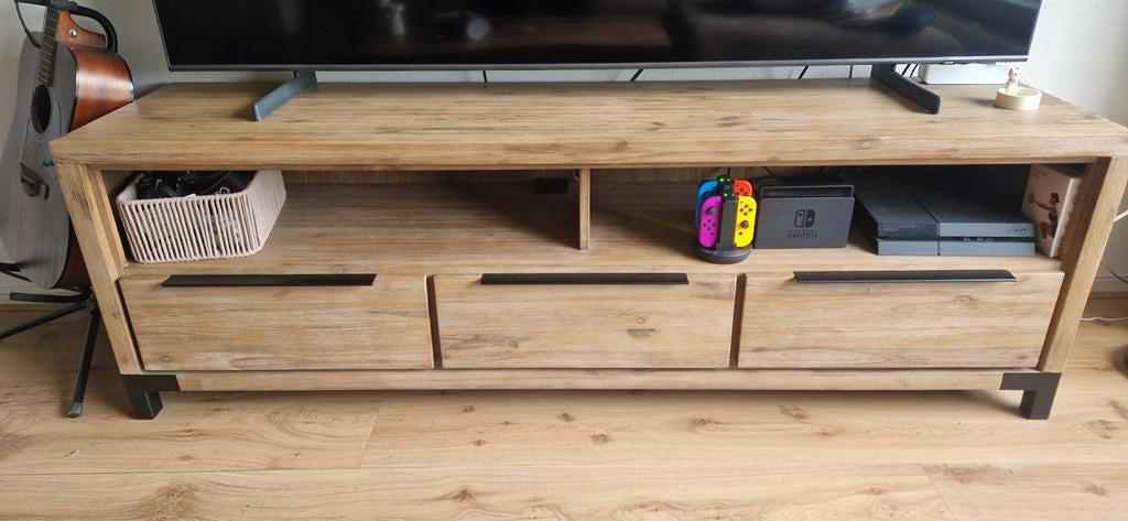 TV-meubel van acaciahout - 181x45x58 cm, Huis en Inrichting, Kasten | Televisiemeubels, Ophalen, Gebruikt, 150 tot 200 cm, Minder dan 100 cm