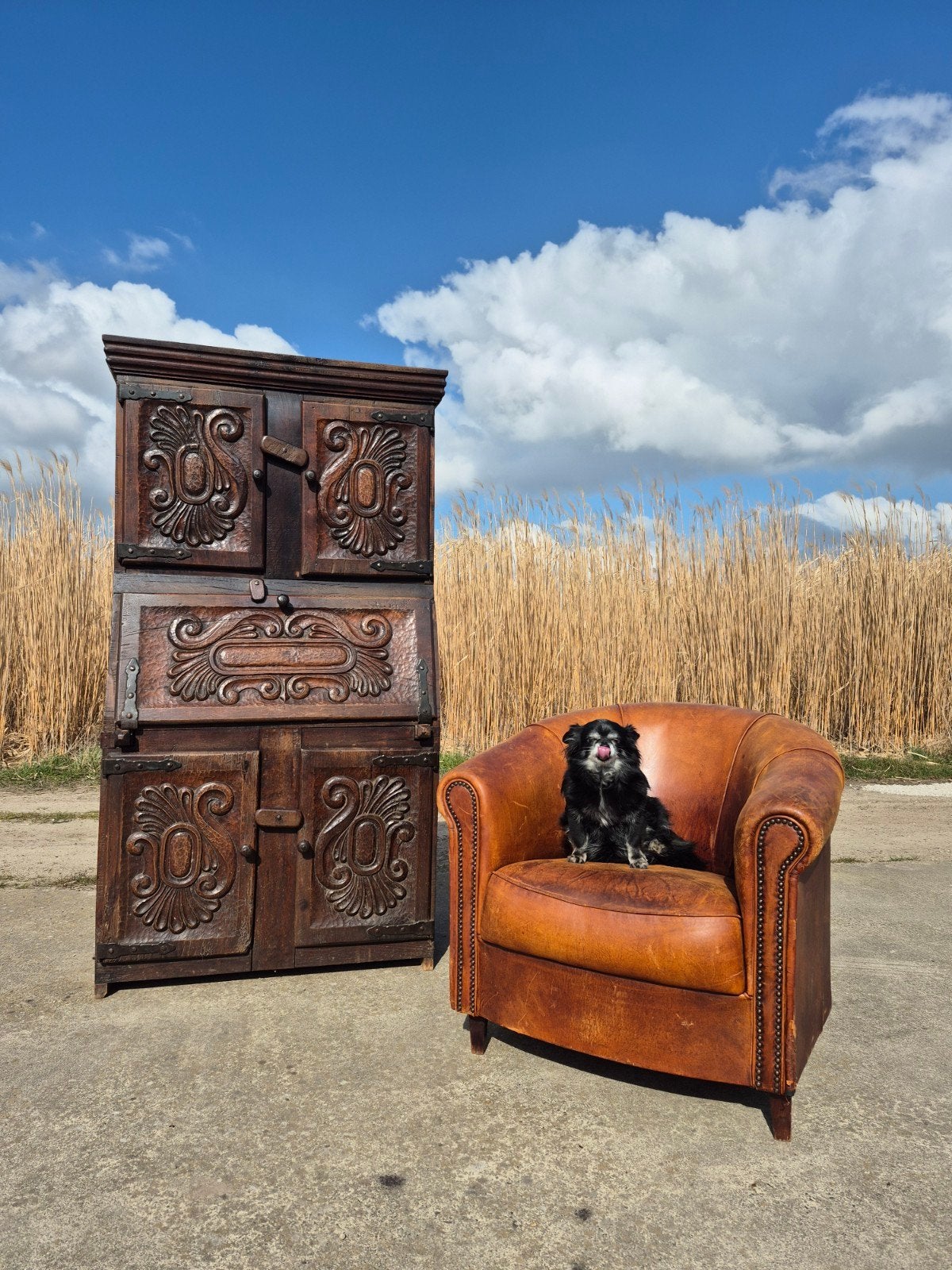 massief hout secretaire , klepkast 92cm breed, Ophalen