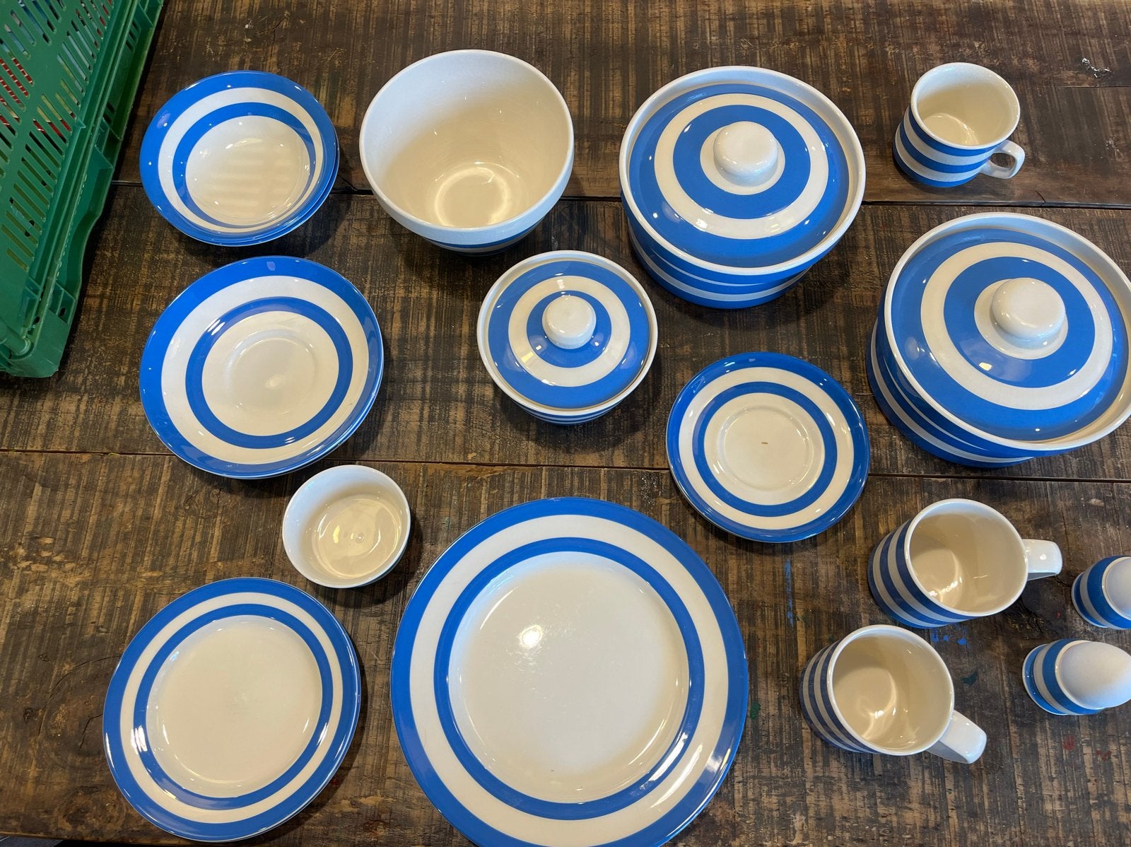 Cloverleaf Servies - Blauw/Wit gestreept - Made in England, Ophalen, Gebruikt, Overige merken, Compleet servies