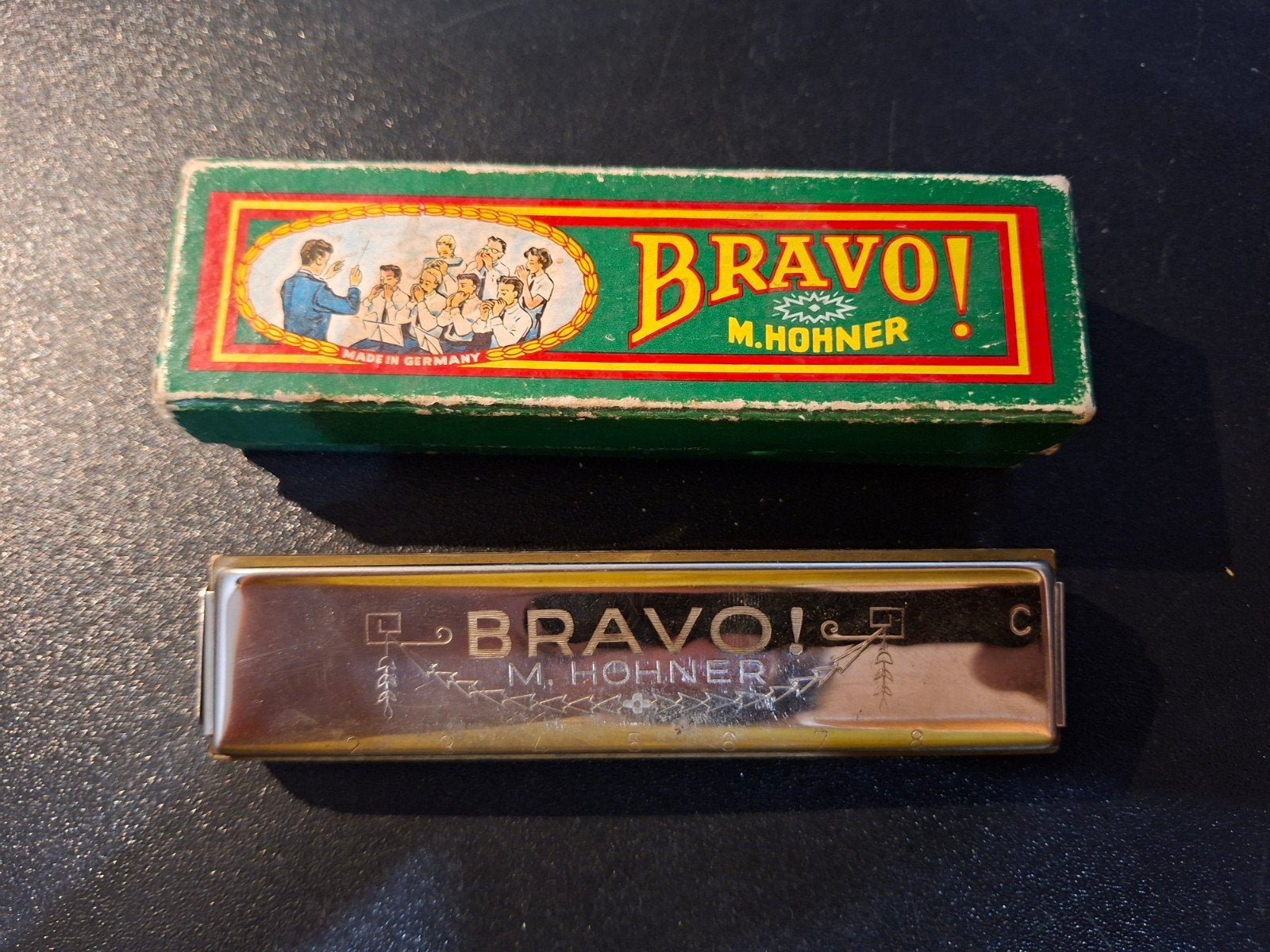 M. Hohner Bravo Vintage Mondharmonica in origineel doosje, Ophalen of Verzenden, Gebruikt, C-mondharmonica, Met koffer of doosje