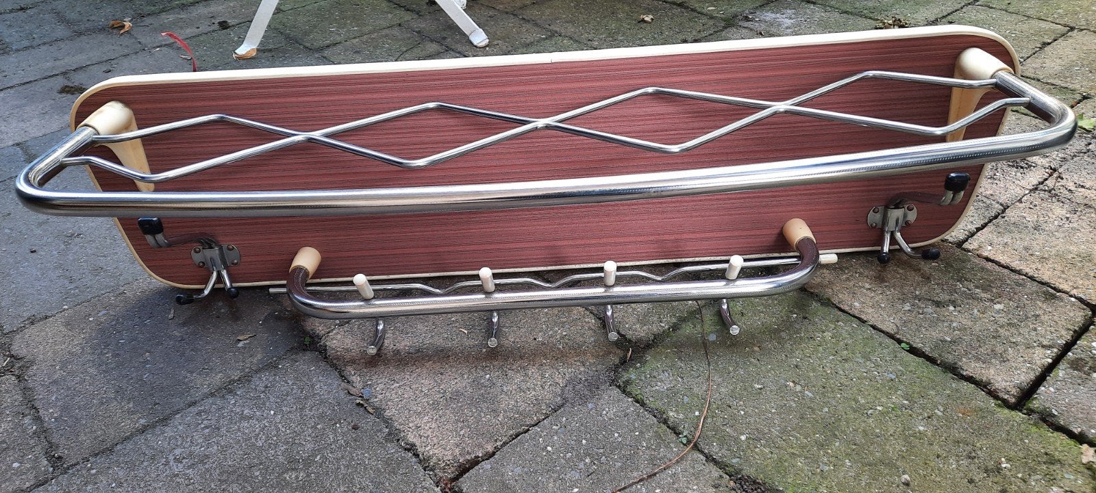 Vintage wandkapstok met hoedenplank en haken, Antiek en Kunst, Ophalen of Verzenden
