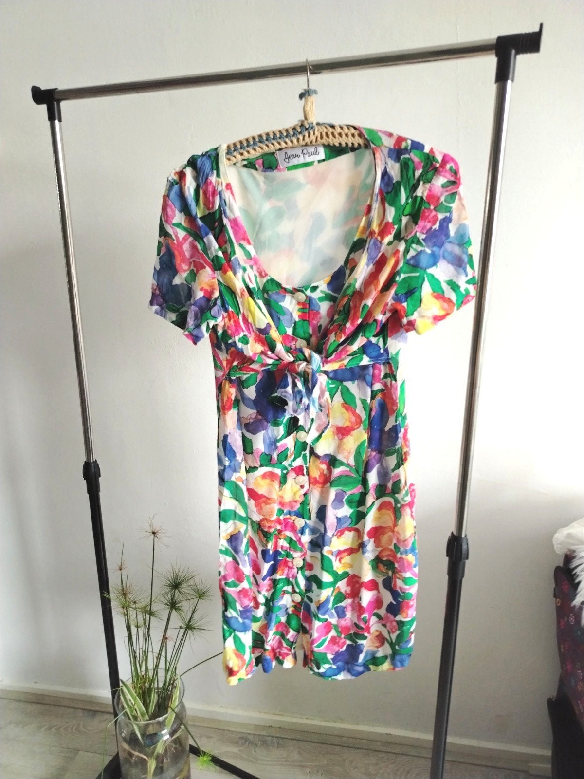 Vintage Zomerjurk maat 36 met Bloemenprint - Jean Paul, Kleding | Dames, Meerkleurig, Ophalen of Verzenden, Maat 36 (S), Jean Paul