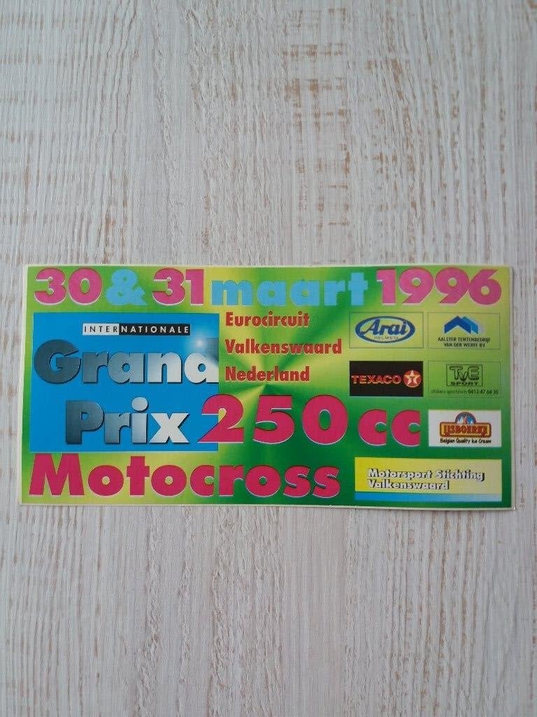 sticker Int Grand Prix 250 cc Motorcross Eurocircuit 1996, Verzamelen, Ophalen of Verzenden, Zo goed als nieuw, Sport