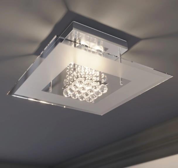 Moderne, elegante LED lamp met glazen ballen 42x42cm super, Ophalen, Zo goed als nieuw, Glas, Minder dan 50 cm