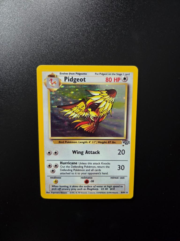 Pidgeot 8/64 Pokemon Jungle Holo WOTC, Ophalen of Verzenden, Zo goed als nieuw, Booster, Foil